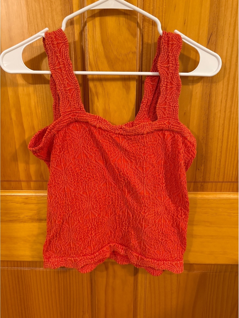 Y2K Boho Chic Coquette Eurosummer Going Out Raised Large/XL Coral Textured Tank